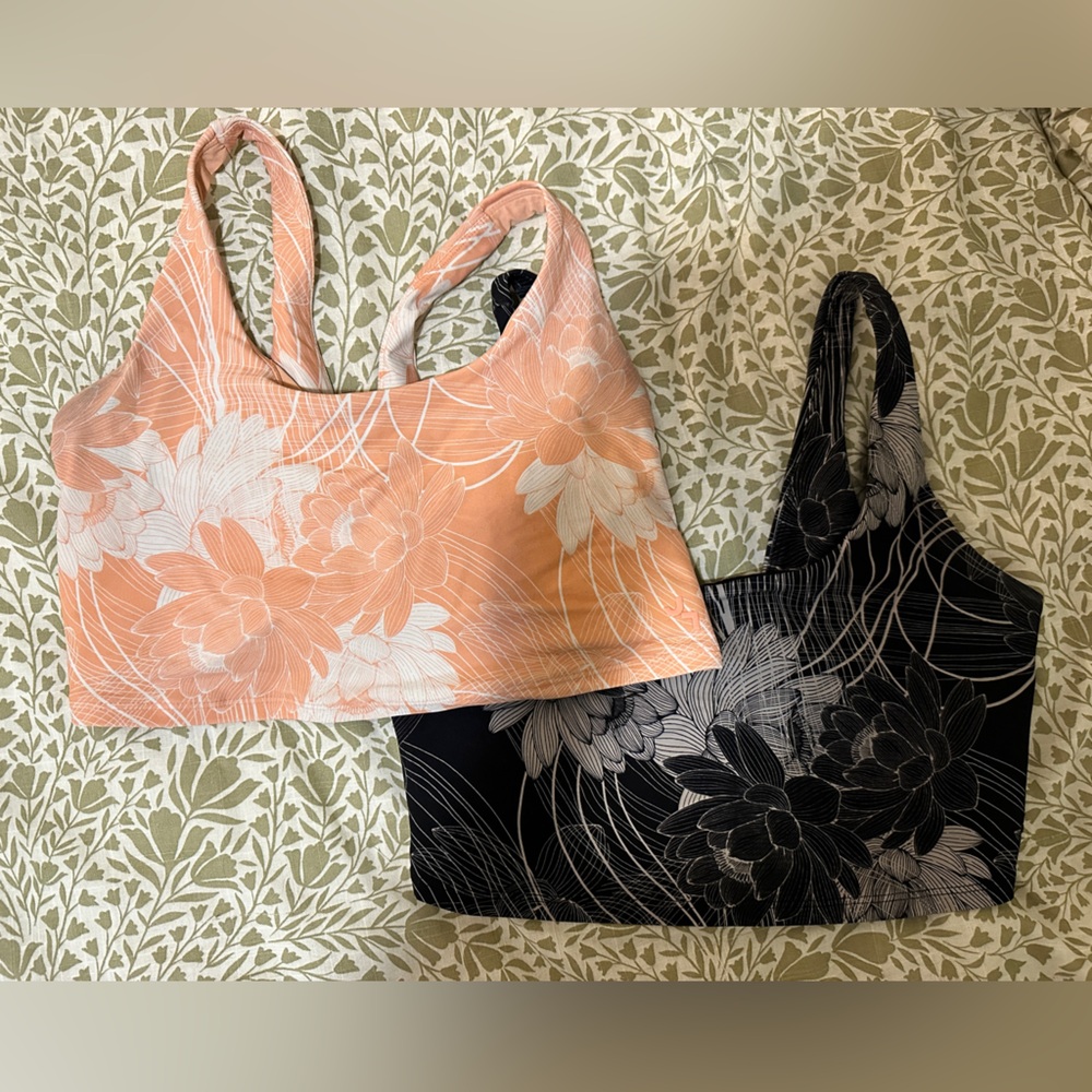 Joylab Black and Coral Floral Sports Bra Bundle Size M
